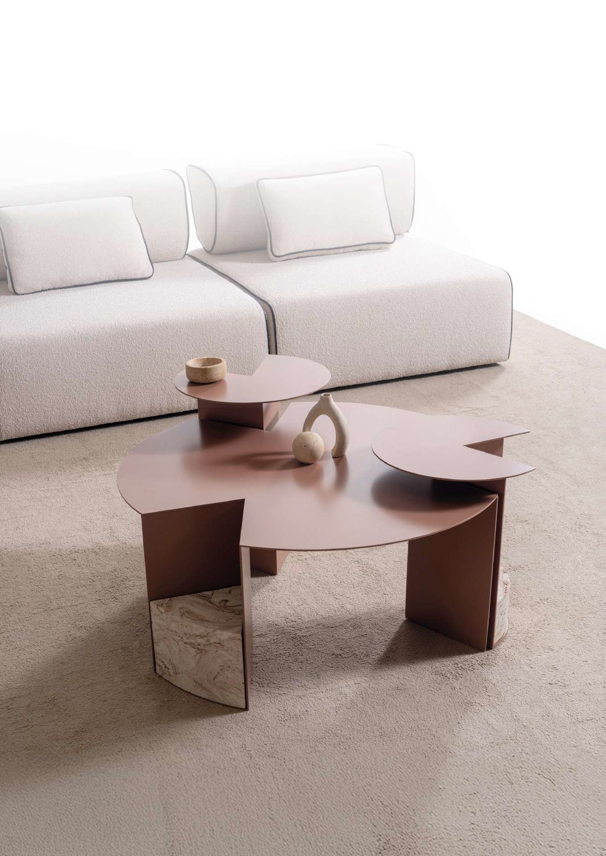 Vita – Design-Couchtisch & Beistelltisch Set mit skulpturaler Form