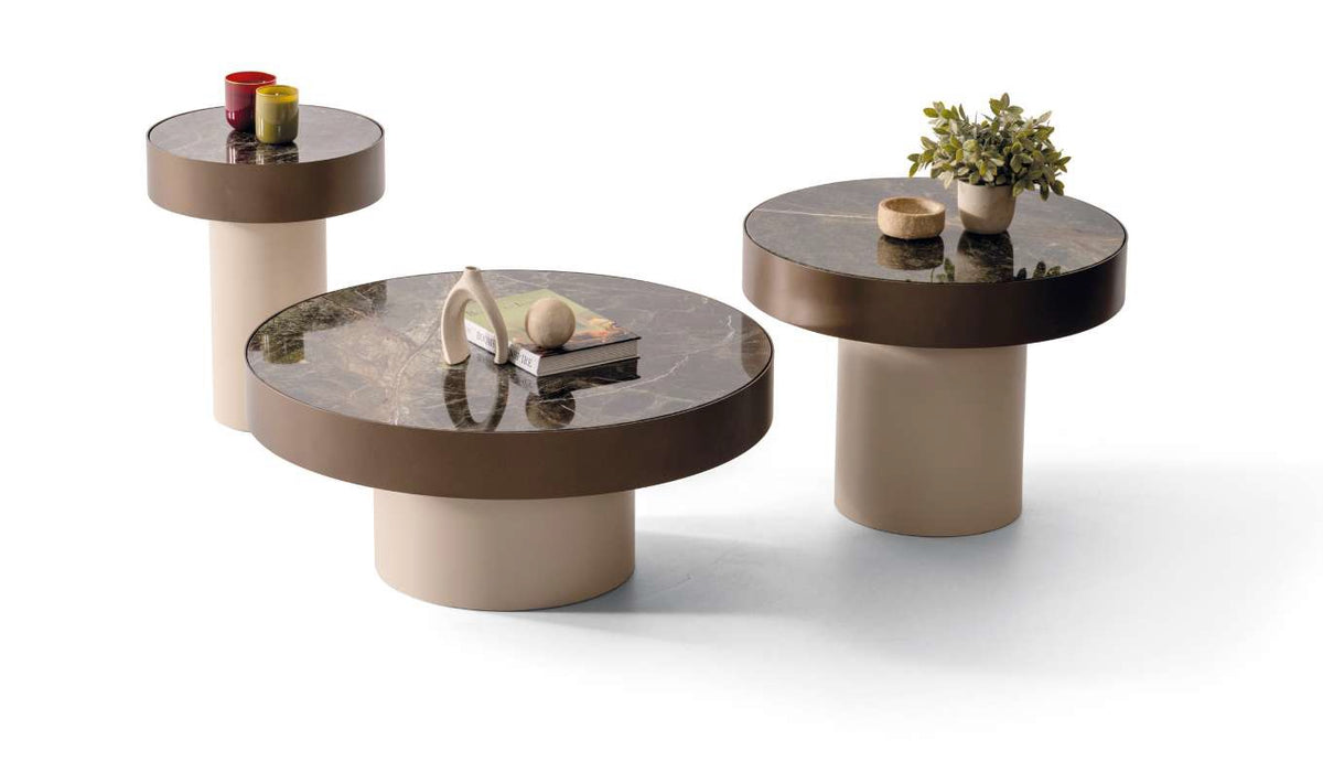 Veronica – Couchtisch & Beistelltisch Set mit echter Marmorplatte