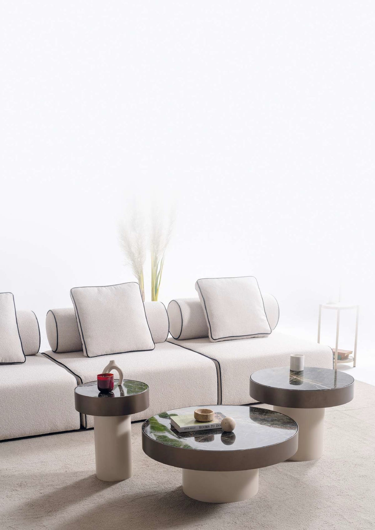 Veronica – Couchtisch & Beistelltisch Set mit echter Marmorplatte